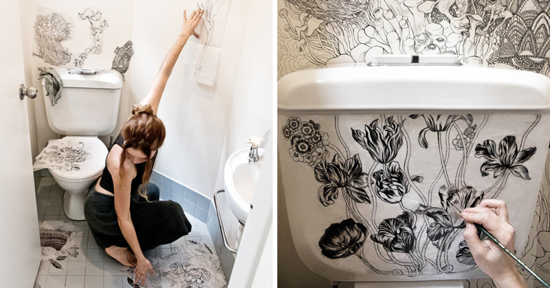 Дизайнер и модельер превратила свой скучный туалет в по-настоящему магическое место