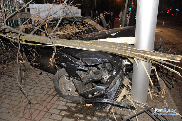 Водителя BMW в Бобруйске остановил только столб и наручники