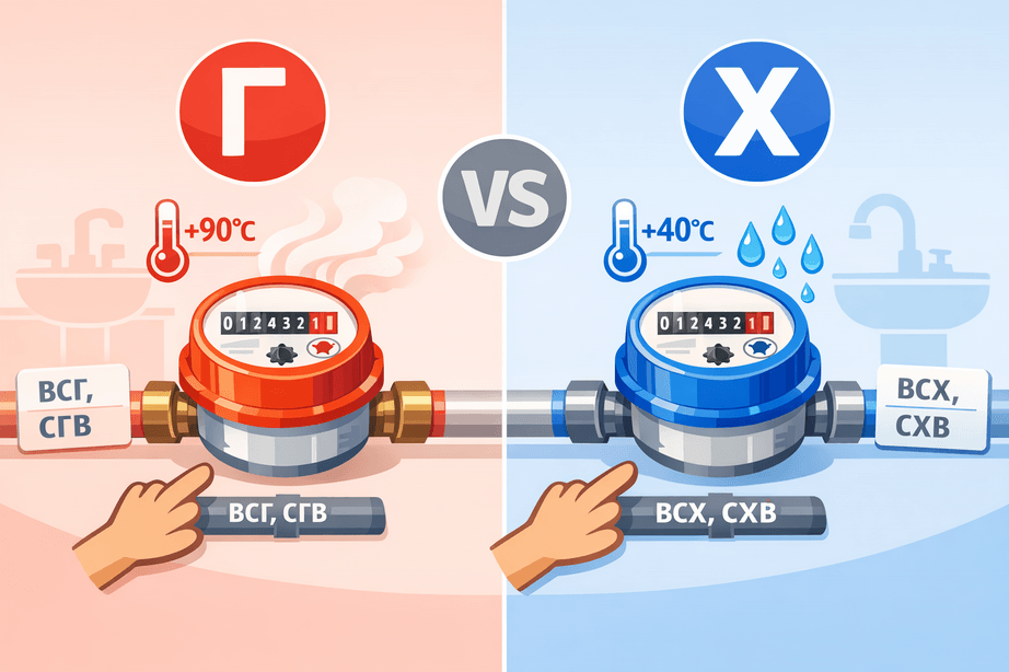 Как отличить счетчик горячей воды от холодной Как отличить счетчик горячей воды от холодной